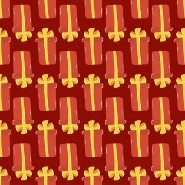 Cristmas seamless pattern with red gift boxes. Perfect for xmas background Illustrazione stock