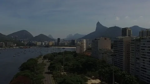 Cristo Redentor seen from Aterro do Flamengo in Rio de Janeiro Stock Footage 87967813