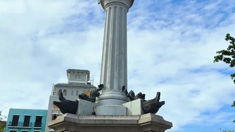 Cristobal Colon statue Video stock 250398788