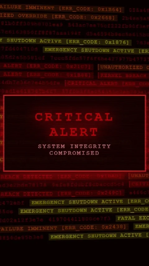 Critical Alert: System Integrity Compromised with Error Codes Stream Video stock 342554709