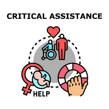 Critical assistance providing support for different community needs Illustrazione stock