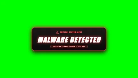 Critical Data Breach Alert Warning HUD Banner on Green Screen Vídeos de archivo 345878306