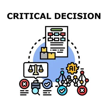 Critical decision making process with artificial intelligence analysis Illustrazione stock