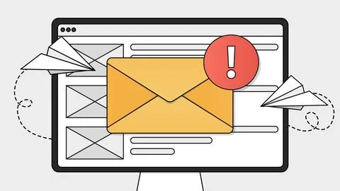 Critical Email Alert in Browser Interface Stock Illustration