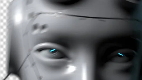 Critical error of artificial intelligence. shaking head of robot out of actio Stock Footage 171822452