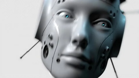 Critical error of artificial intelligence. shaking head of robot out of actio Stock Footage 171822560