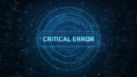 Critical error found message with glitch effects over technology  HUD background Stock Footage 197016186