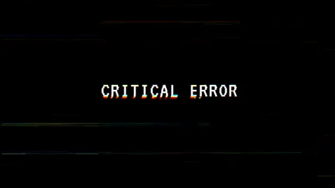 Critical Error Glitch text on black background with distortion lines Stock Footage 313439161