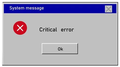 Critical error icon. System message window old style sign. Virus popup Stock-Illustration