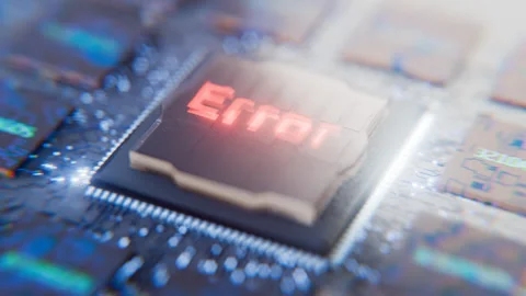 Critical error message flashing on processor. Computer malfunction, Stock Footage 280559038
