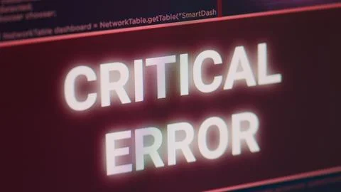 Critical error message flashing on screen with hacking alert 写真素材