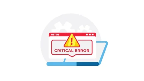 Critical error message on a laptop with gears on background Stock Footage 309522622