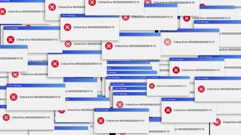 Critical error message pop-ups Critical Error windows on a computer screen, Stock Footage 311970722