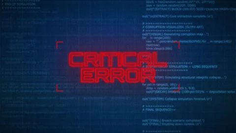 Critical Error Message   System Failure Warning Popup on Dark Tech Interface Stock Footage 323295700