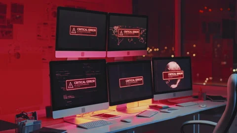 Critical Error Warning on Computer Screens Stock Footage 171066087