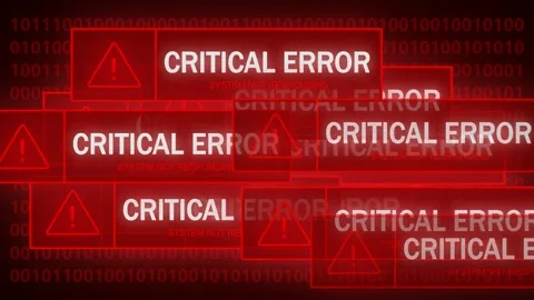 Critical Error Warning Screen Animation   System Failure Glitch Alert Stock Footage 320364272