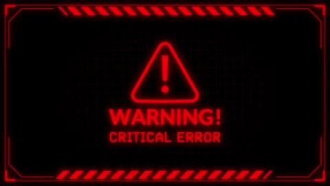 Critical Error Warning Screen Animation with Futuristic HUD Stock Footage 336518416