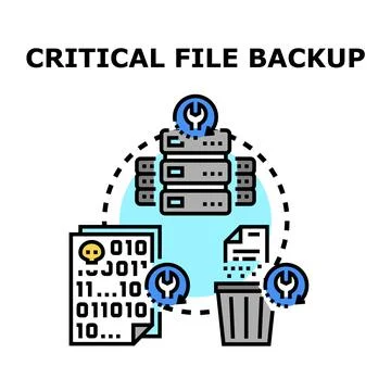 Critical file backup and digital data recovery process Stock Illustration