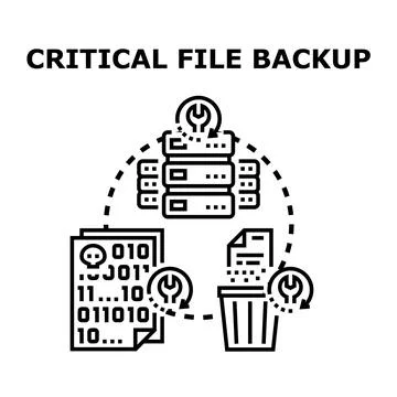 Critical file backup and digital data recovery process Stock Illustration