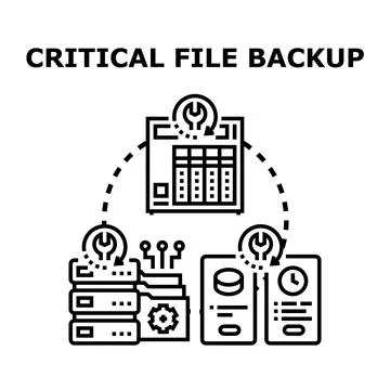Critical file backup data storage process concept Stock Illustration