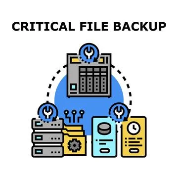 Critical file backup data storage process concept Stock Illustration
