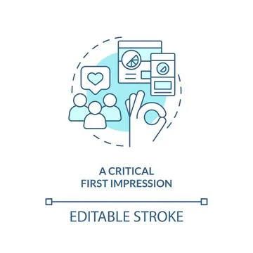 Critical first impression turquoise concept icon 스톡 일러스트