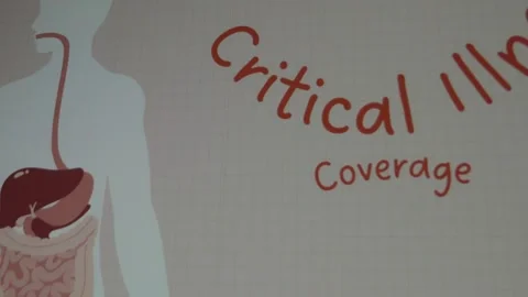 Critical Illness Coverage inscription on math paper sheet background. Graphic Stock Footage 270583461