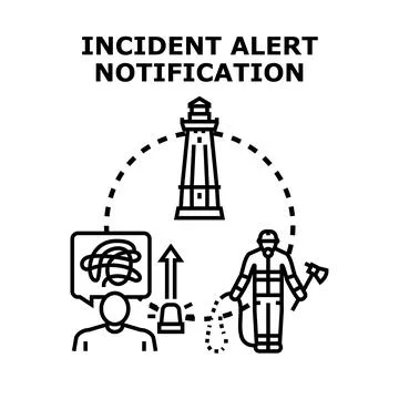 Critical incident alert notification management system concept Illustrazione stock