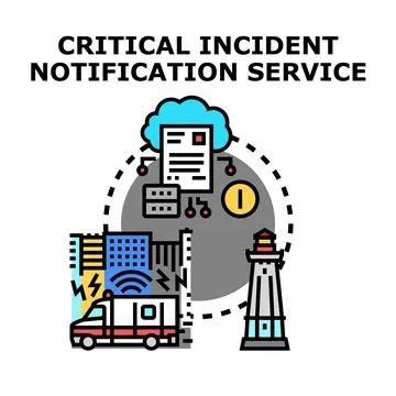 Critical incident notification service system managing emergency alerts Stock Illustration