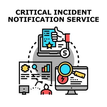 Critical incident notification service system managing alerts Stock Illustration