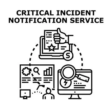 Critical incident notification service system managing alerts イラスト素材