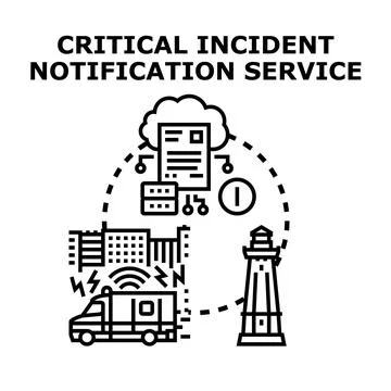 Critical incident notification service system managing emergency alerts Stock Illustration
