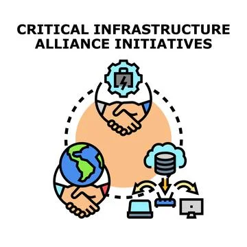 Critical infrastructure alliance initiatives vector concept Illustrazione stock