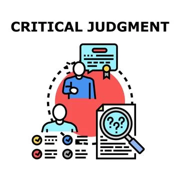 Critical judgment process for evaluating performance and assessment Stock Illustration