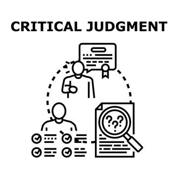 Critical judgment process for evaluating performance and assessment Stock Illustration