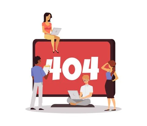Critical operating system 404 error screen, flat vector illustration isolated. Stock Illustration