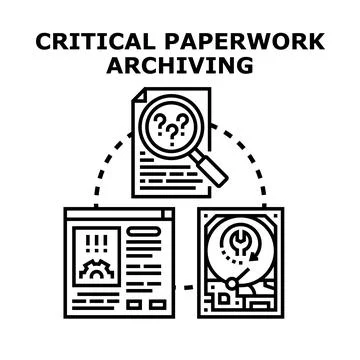 Critical paperwork archiving process and data management Stock Illustration