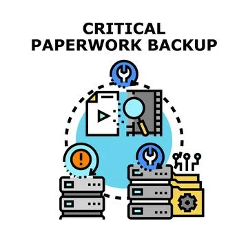 Critical paperwork backup and data recovery concept Stock Illustration