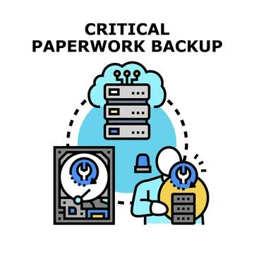 Critical paperwork backup data recovery concept Stock Illustration