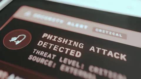Critical Phishing Attack Panel Selective Focus Display Video stock 330654169