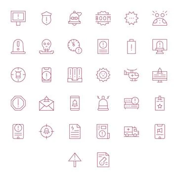 Critical Professional Vector Set with 32 Thin Line Editable 256x256 Icons Stock Illustration