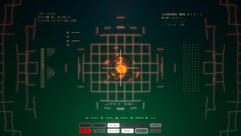 Critical Reactor Failure HUD System Warning Telemetry Display Stock Footage 346663244