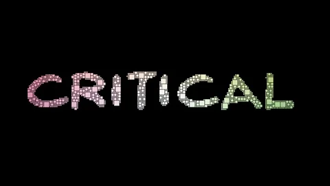 Critical Review Pixelated Text Changing Looping Grid With Glitch Effect Stock Footage 113882466