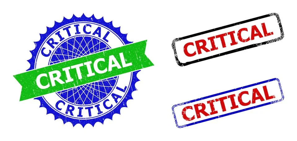 CRITICAL Rosette and Rectangle Bicolor Watermarks with Unclean Surfaces Stock Illustration