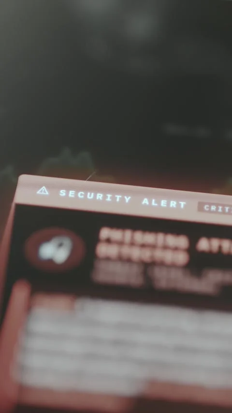 Critical Security Alert Banner Cinematic Screen Detail Stock Footage 330654491
