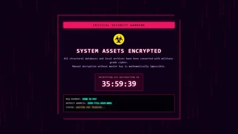 Critical Security Warning Ransomware Encryption Screen 库存影片 342131024