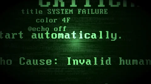 Critical System Error Matrix Green Cyber Attack Code Text for Server Crash 库存影片 337136381