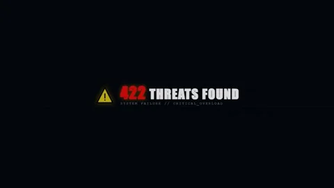 Critical system failure warning screen with threats found error Stock Footage 342147788