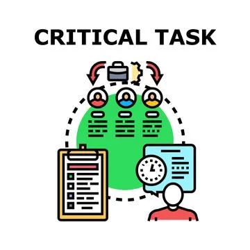 Critical task management planning team collaboration process Stock Illustration