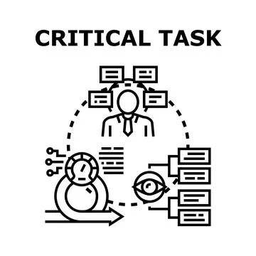 Critical task process planning and observation icon concept Stock Illustration